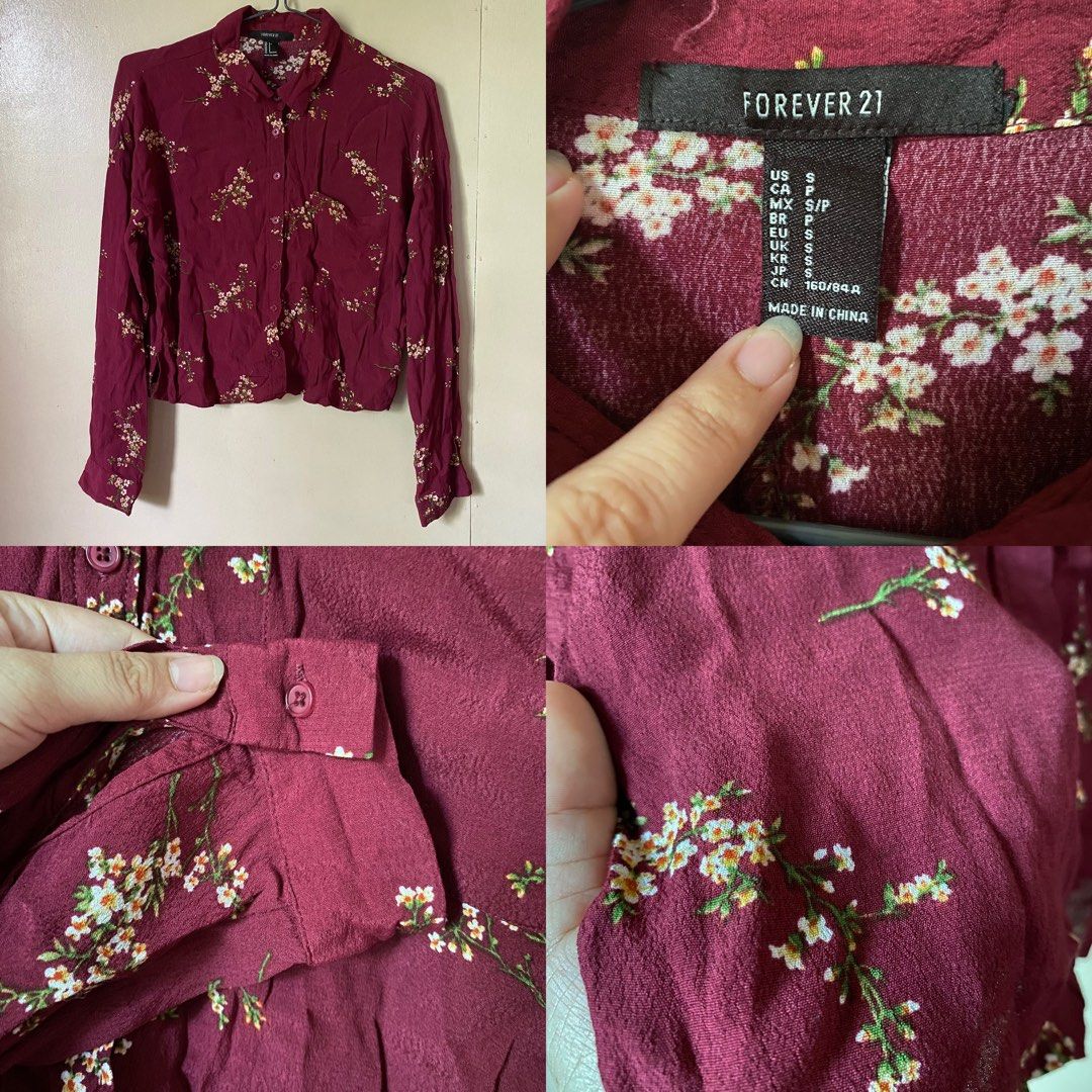 BLOUSES REDWINE FLOWER PRINTED Women s Fashion Tops Blouses on