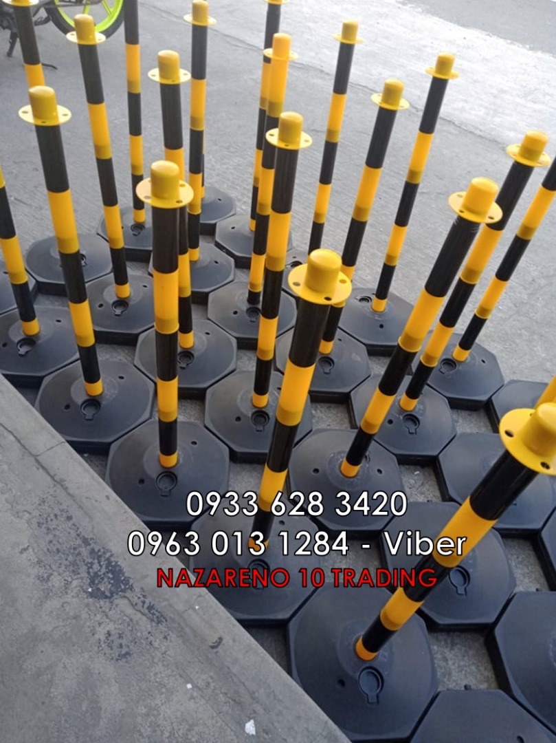 Bollard post - JS 44 black & yellow Black base, Commercial & Industrial ...