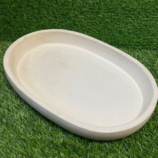 Bonsai Stoneware Glaze White Oval Footed Pot Vase with Flaw as posted 15.75” x 10.75” x 3.5” inches - P550.00