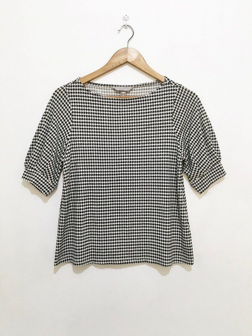 BUNDLE SALE H M houndstooth jersey crepe top and 2 way tie on