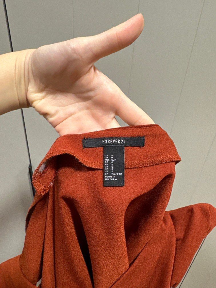 burnt orange blouse low back