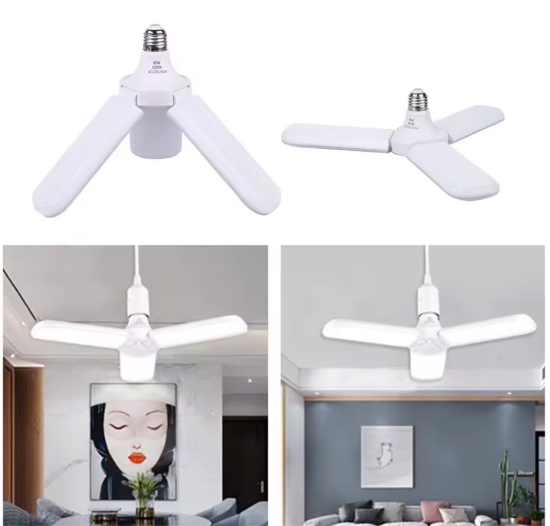 Ceiling light (Category: Lighting) located in Singapore. Submitted by rocky0545 (Listing ID 1262557607, Image 3). Description: -Foldable LED Ceiling Lights 220V 45W Led Lights Bulb -Fan Blade Shape -Pre Order Item, Receive in 10 days -Meet up or delivery to your doorstep -If delivery method, delivery fee SGD 2.2 will be applied via Singpost.