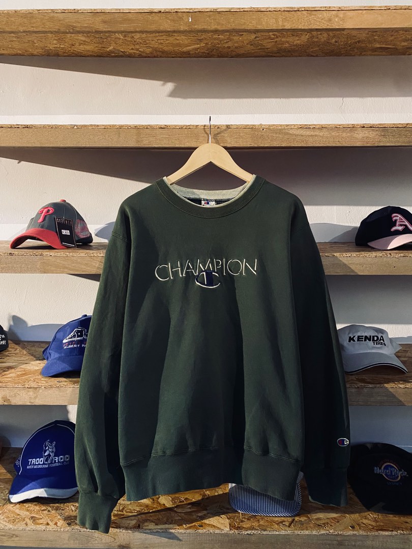 Champion Sweatshirt Vintage 90 s Spellout Embroidery