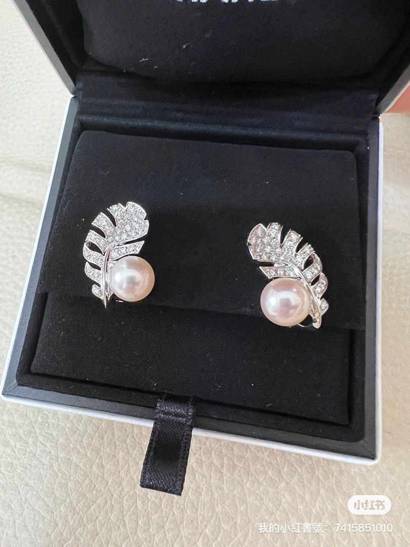 chanel pearl and diamond earrings