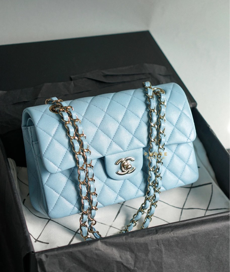 Chanel Leather Flap Blue and Beige, Luxury, Bags & Wallets on