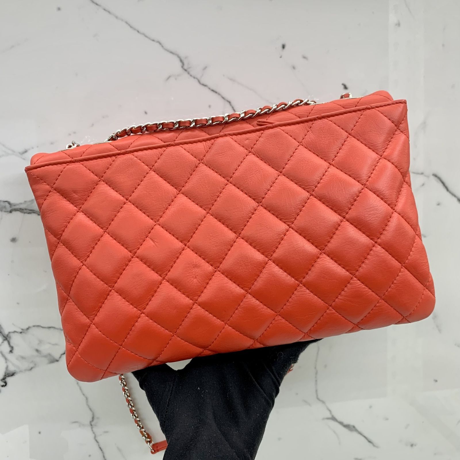 CHANEL Maxi Chain Around Quilted Leather Flap Shoulder Bag Red-US