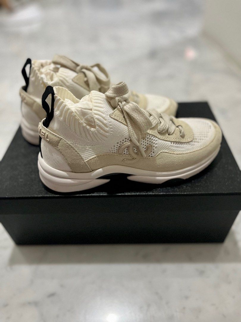 Chanel top knit sneakers