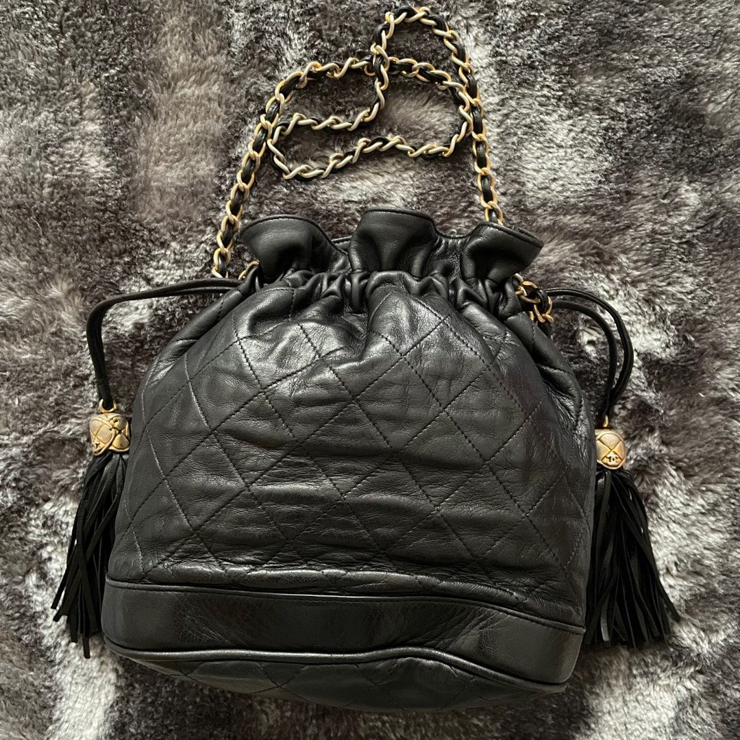 Chanel Vintage Leather Bucket Bag, Luxury, Bags & Wallets on Carousell