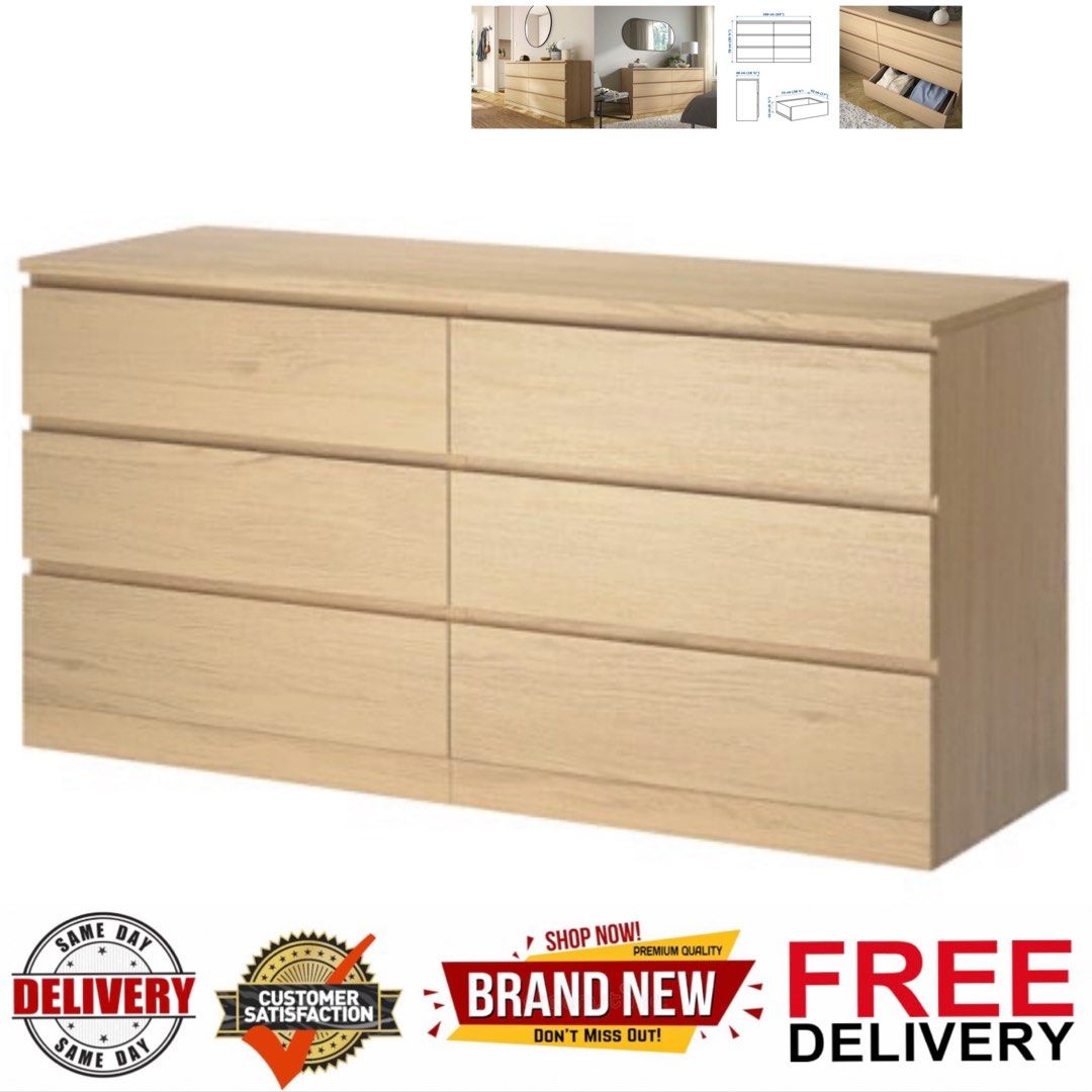 Chest of 6 drawers shop white 160x78 cm