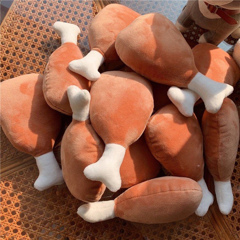 BRAND NEW Chicken leg plush toy small dog chewing creative doll cushion pillow bone doll chicken wing