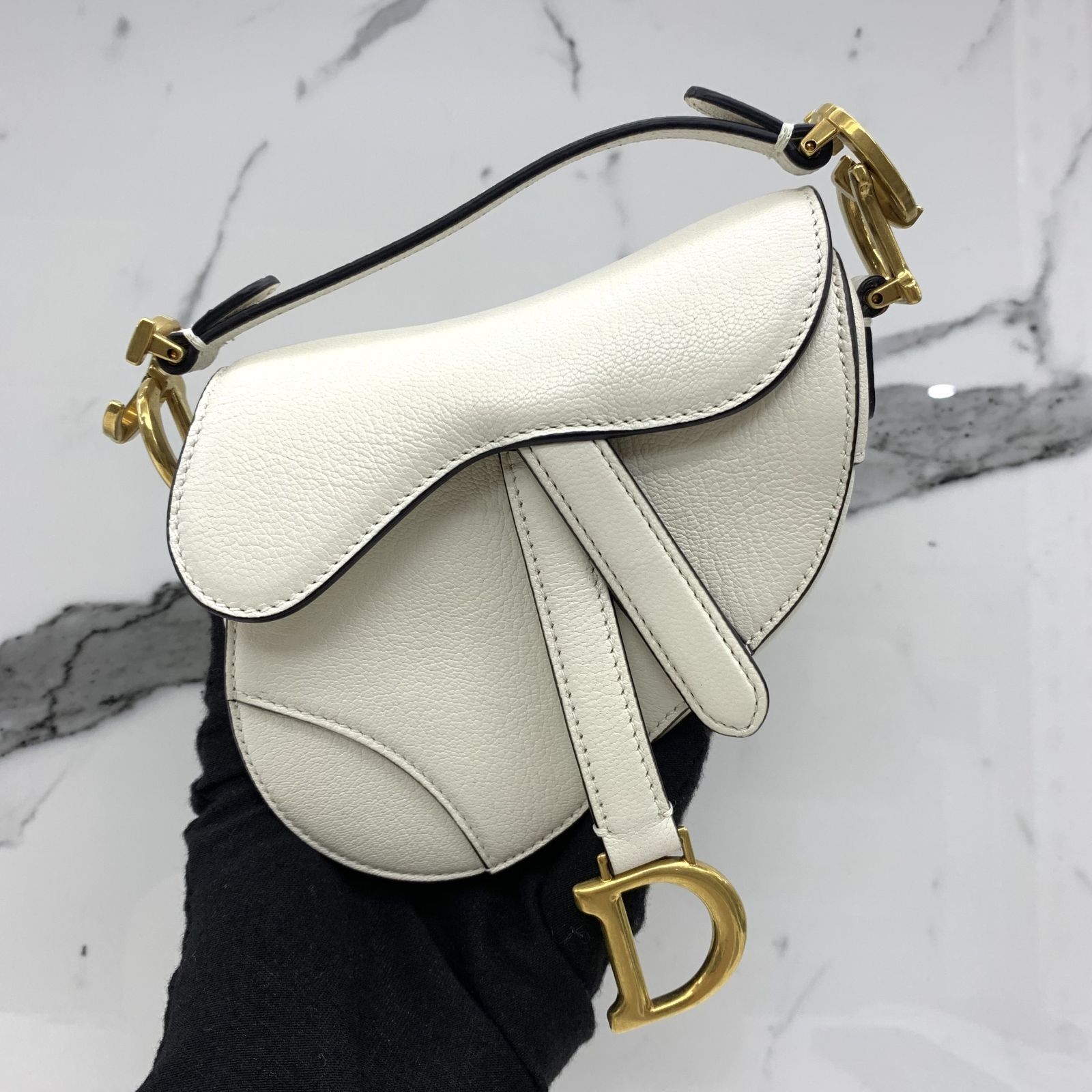 CHRISTIAN DIOR WHITE SADDLE MICRO BAG W STRAP HANDBAG 237034541 AL