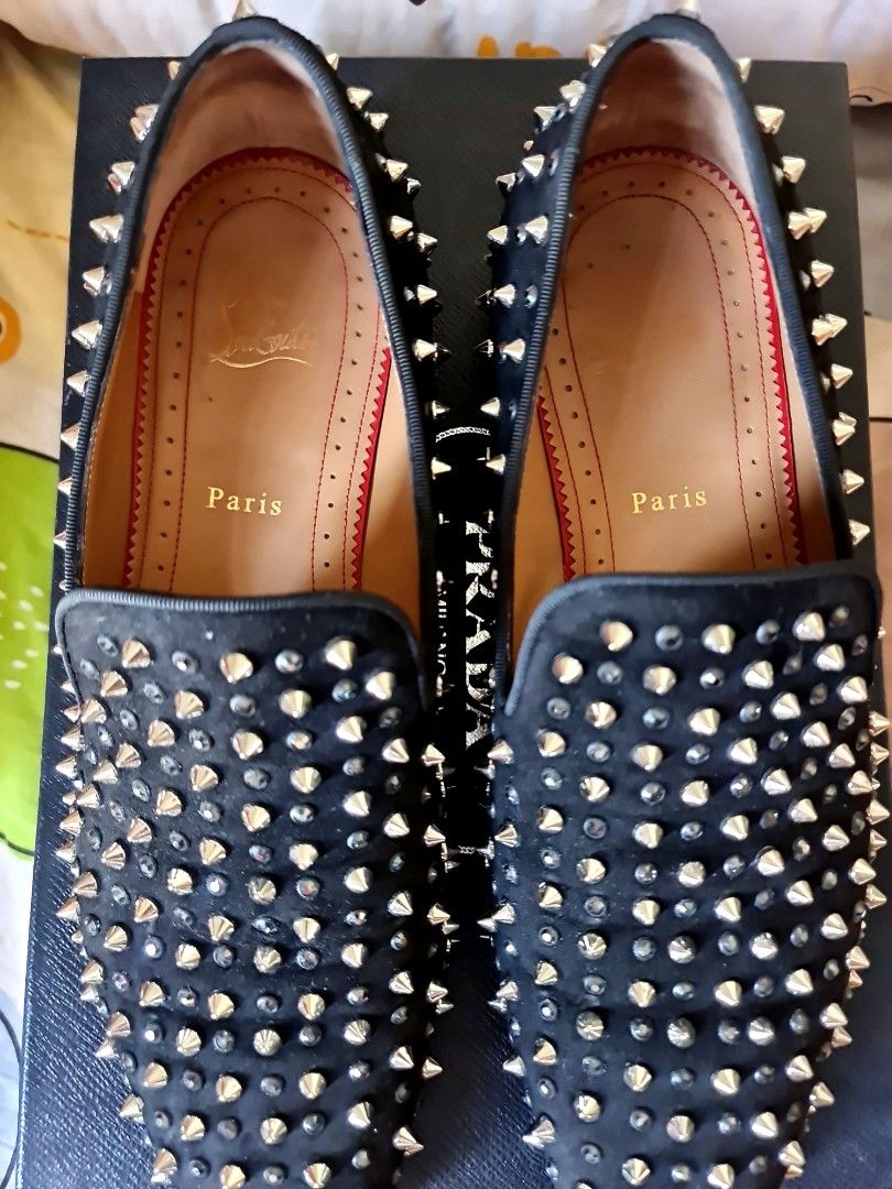 Christian Louboutin Dandelion Spikes Classic Slip On Loafers