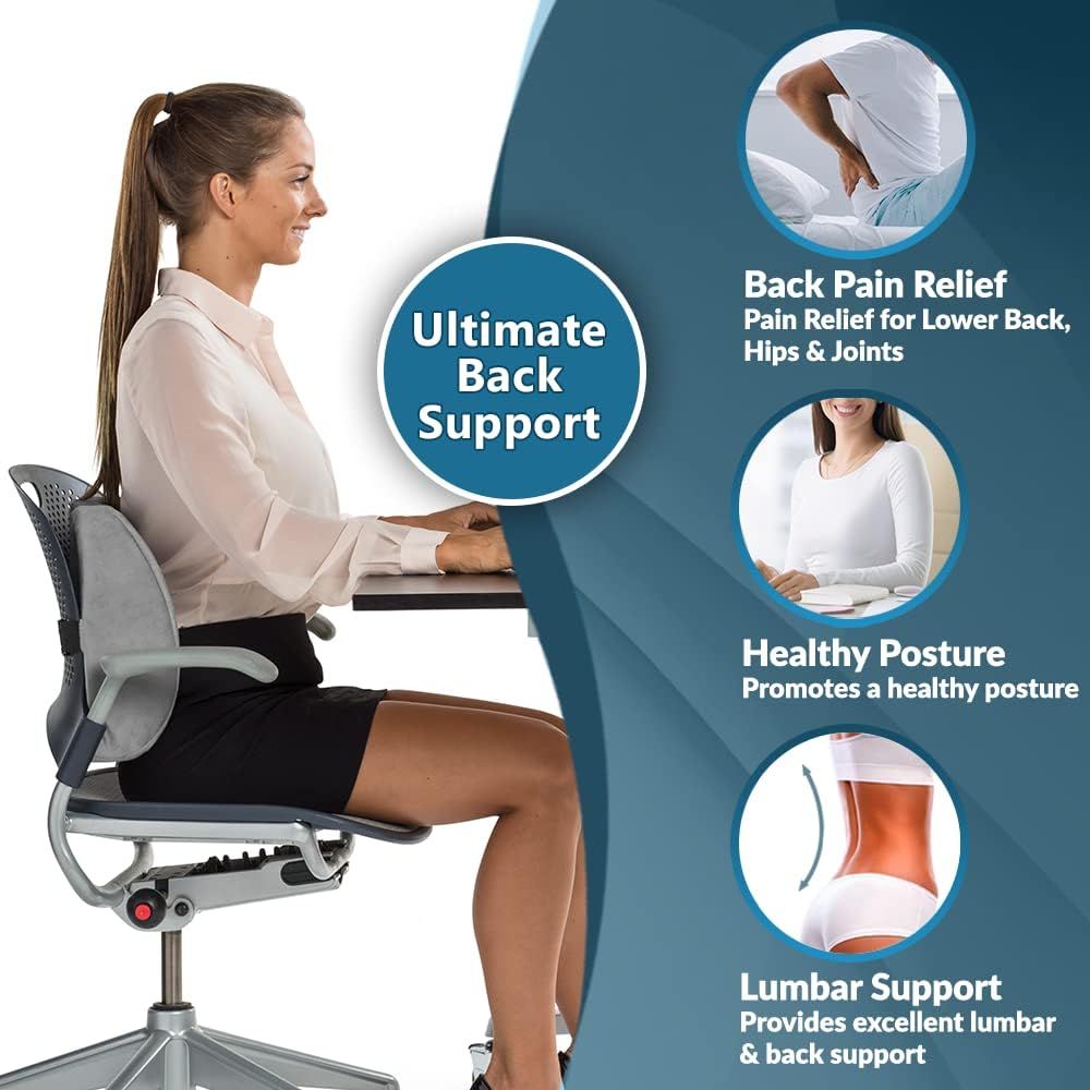 Lumbar Support Pillow for Office Chair - Lower Back Support Posture  Corrector - Chair Cushion for Back Pain