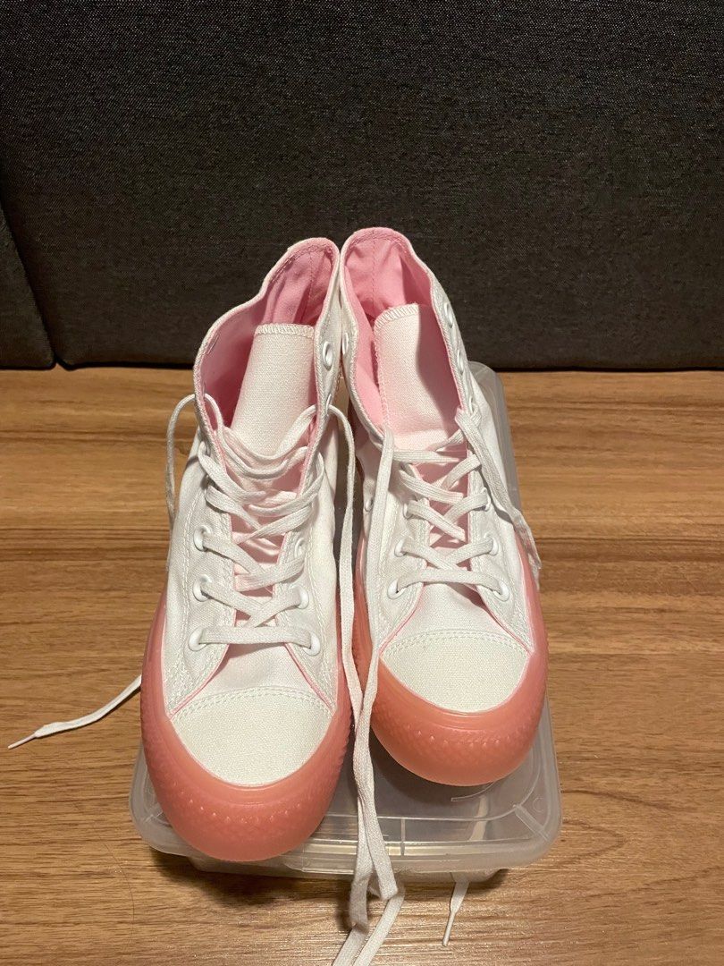 Converse All Star High Cut White with Pink Jelly Sole Women s