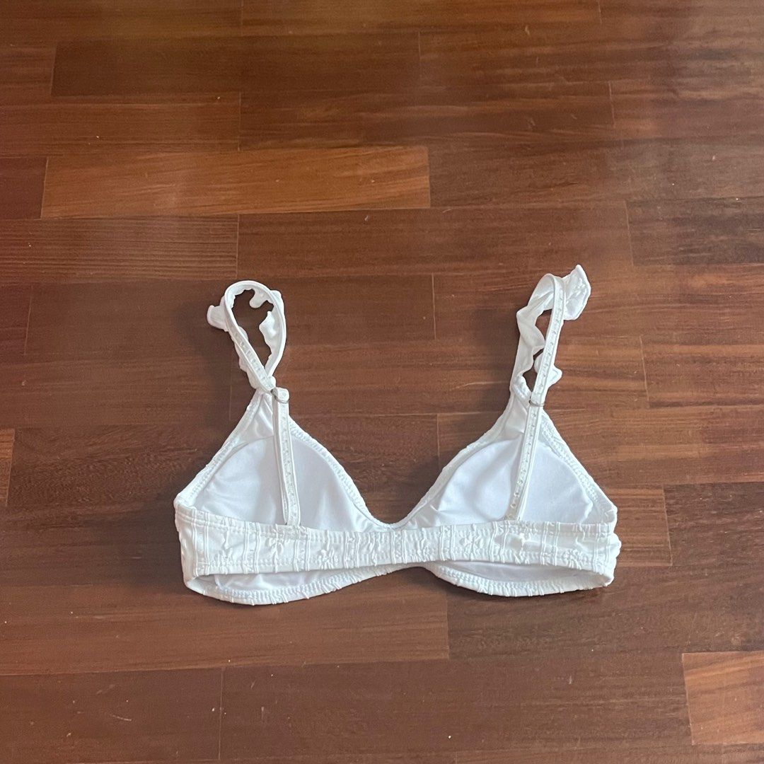White ruffle discount swimsuit top