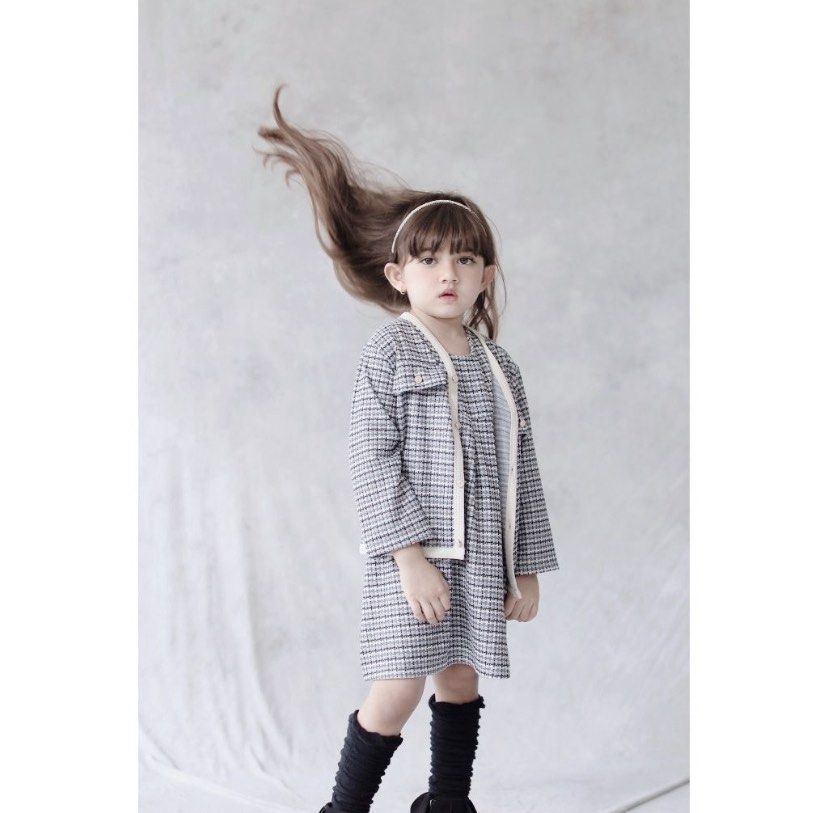Cute Elegant Dress Blazer for Girls Suitable for autumn winter holiday go to places with aircon. Soft Tweed Material