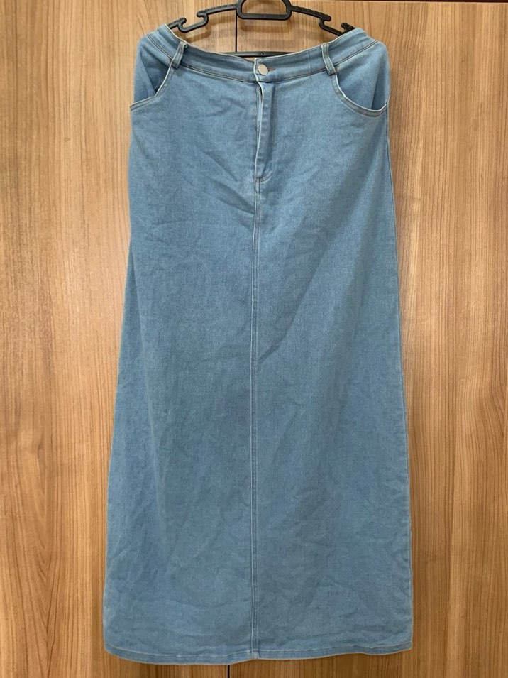 Denim Skirt Stretchable Labuh Plus Size Muslimah no split, Women's