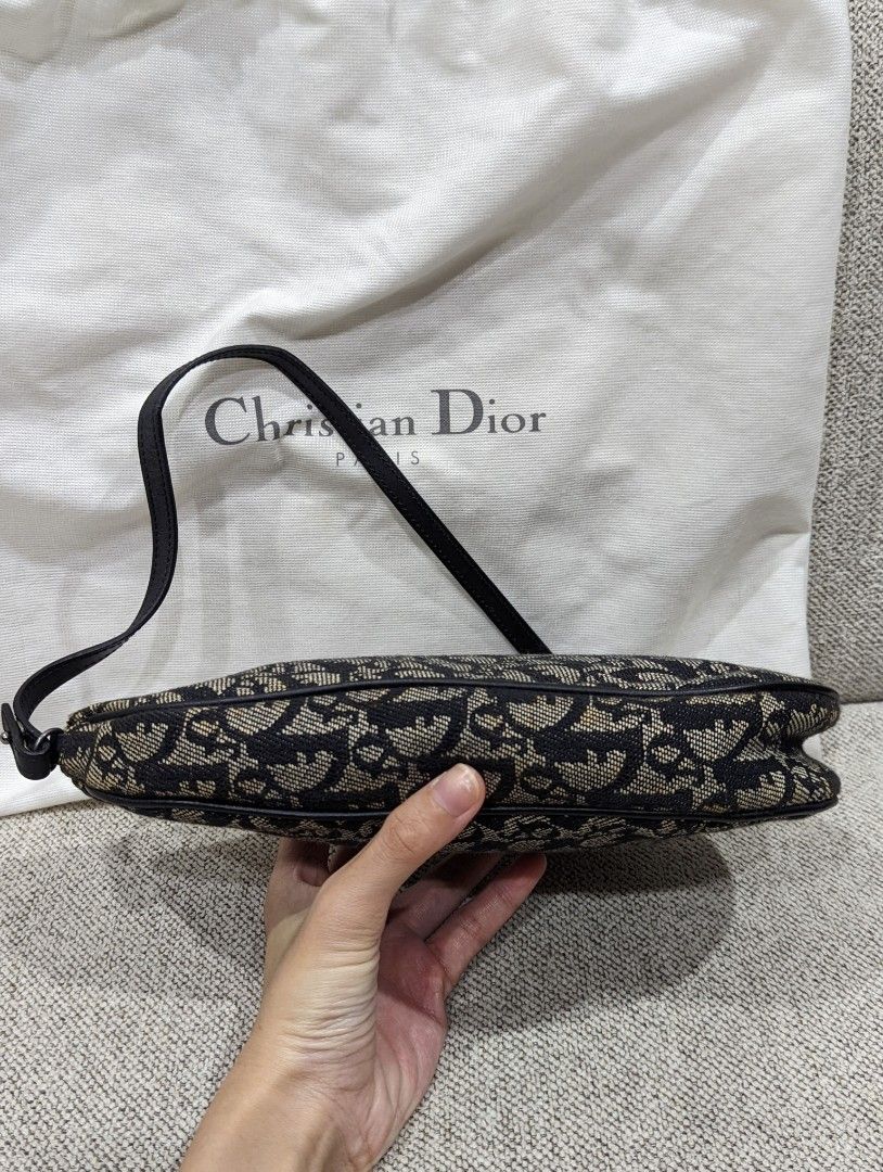 Vintage Christian Dior Mini Diorissimo Saddle Pochette Shoulder Bag  Authentic