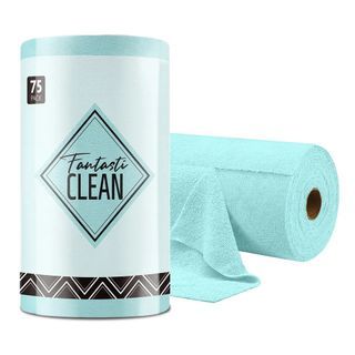 Fantasticlean Microfiber Cleaning Cloth Roll -75 Pack, Tear Away Towels 12" x 12" Reusable Washable