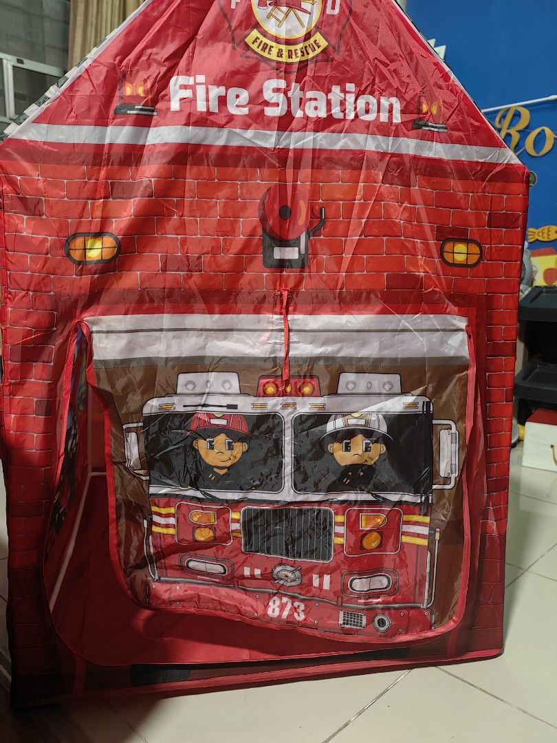 Fire station kids play tent (Category: Infant Playtime) located in Manila. Submitted by decluttering.mamamins (Listing ID 1262649802, Image 3). Description: RFS: not using it, my kid has another play tent.