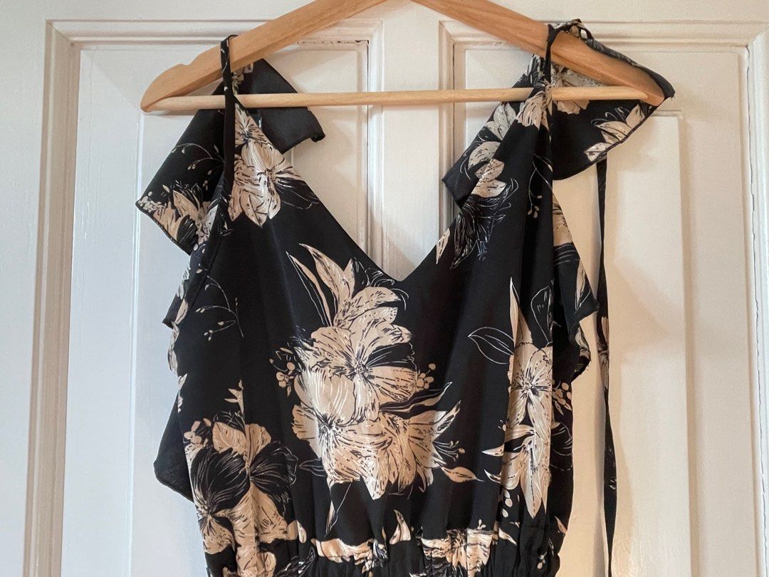 Gold floral maxi cheap dress