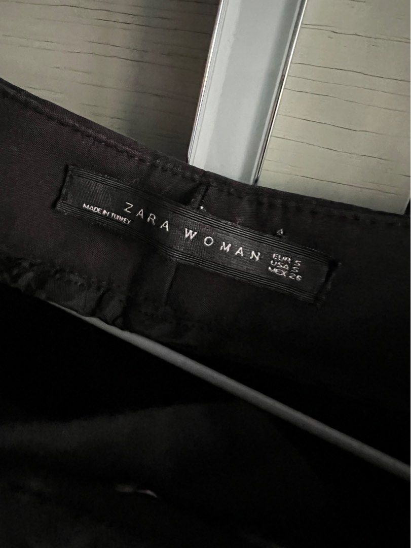 Zara Black Studs Trousers / Pants Small 30/31 (Category: Other Bottoms) located in Makati City. Submitted by iamstorm77 (Listing ID 1262580735, Image 3). Description: Waist 30-31” Hips 34” Length 32.5” Used twice only. Purchased at Zara for 3,995, not overrun. .