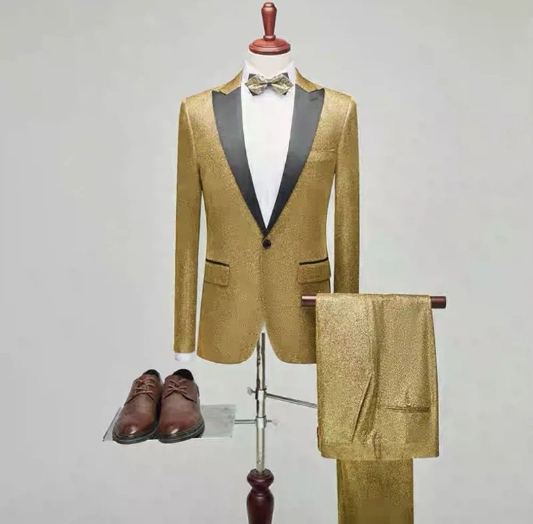 Gold mens blazer top jacket