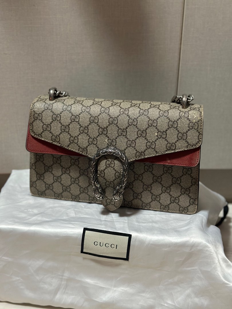 GUCCI Dionysus small embellished printed coated-canvas and suede shoulder  bag