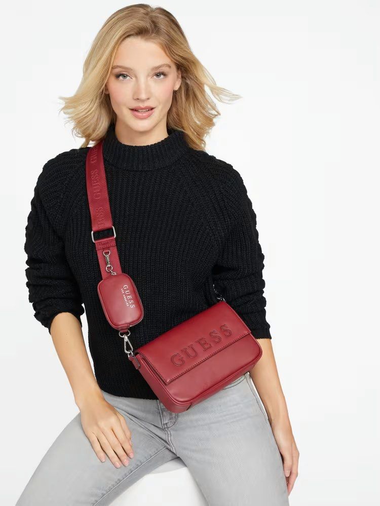 Guess logo tape shoulder bag outlet