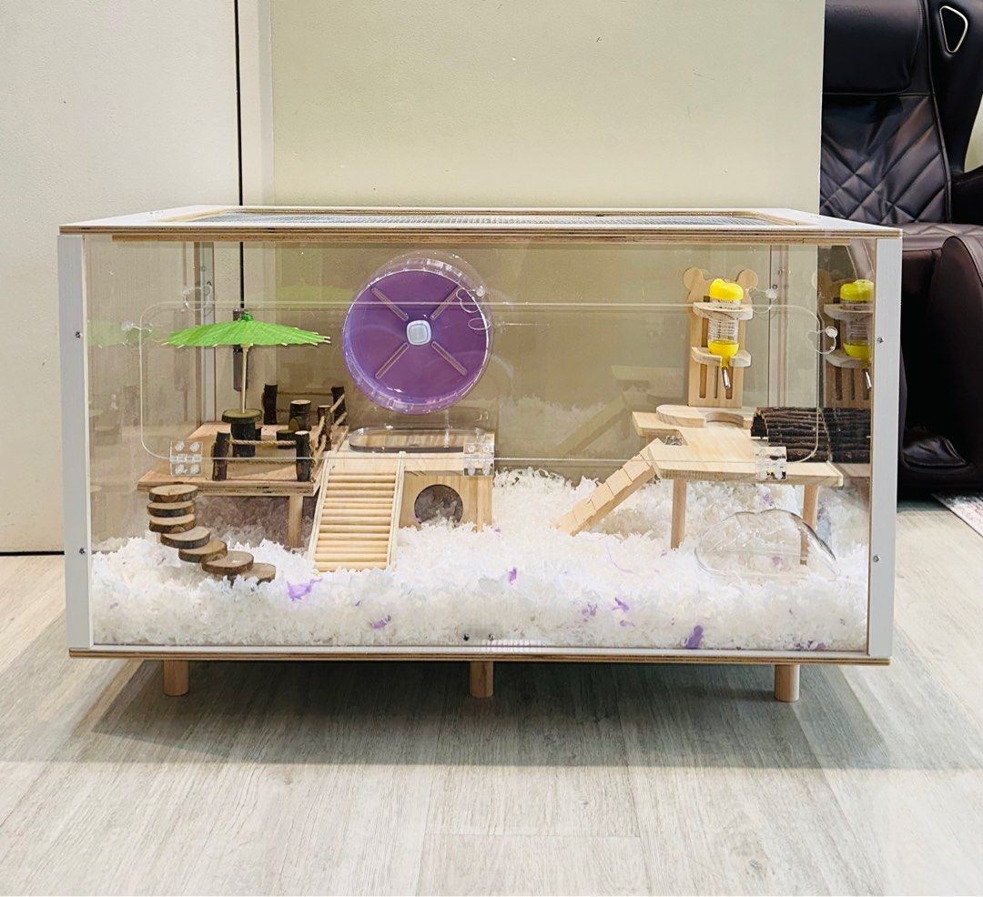 Curated visual reference: Making A Playground For Hamsters In A Plastic Container Cage Reference: Hamster Acrylic Cage 60Cm 80Cm Wood Accessories Platform Ladder Hideout