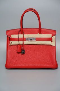 Hermès Hermès Birkin 30 Togo Leather Handbag-Rouge Sellier Gold