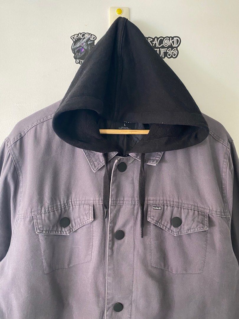 Hurley Hooded Truck Stop Gray Jacket Men s Fashion Coats