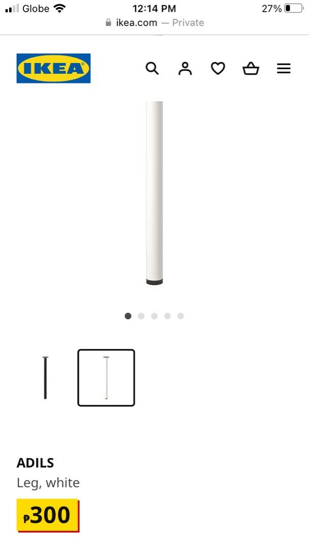IKEA Adils Legs (white) - 2 legs, Furniture & Home Living, Furniture ...