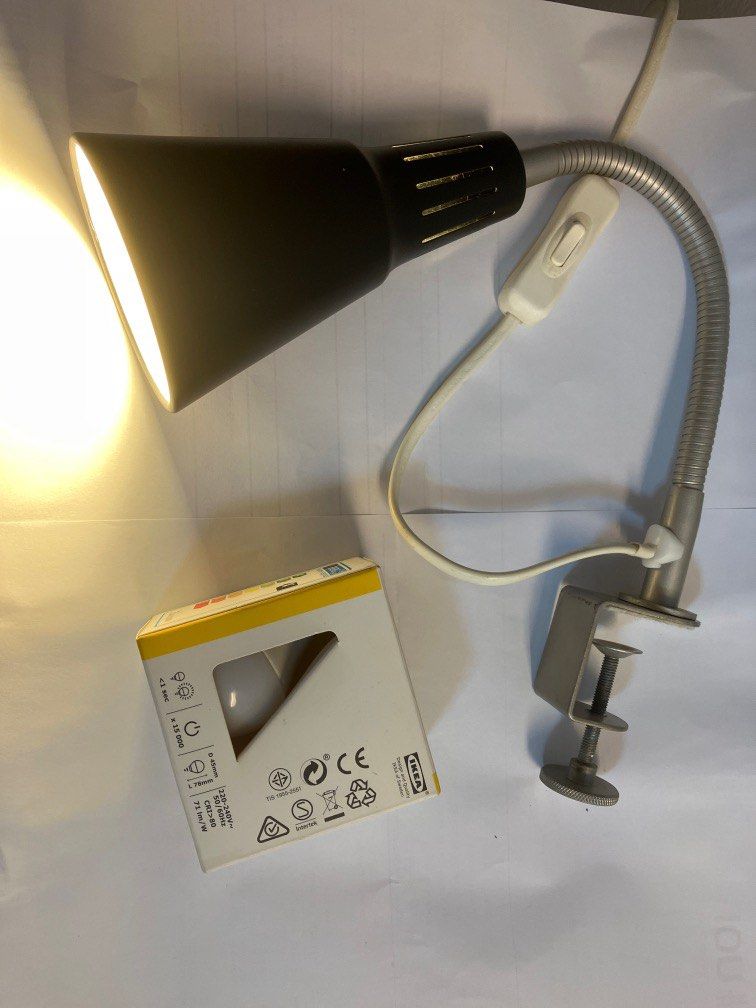 IKEA flexible clamp lamp w spare bulb, Furniture &amp; Home Living ...