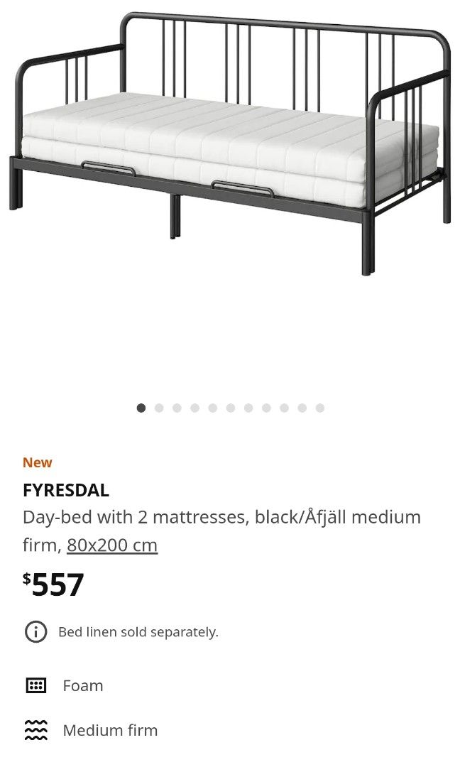 Ikea Fyresdal daybed and two Afjall mattresses, Furniture & Home Living, Furniture, Bed Frames