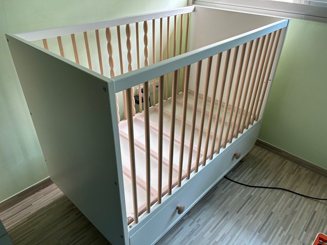 Ikea Myllra Baby Cot with drawer and pocket spring mattress, Babies