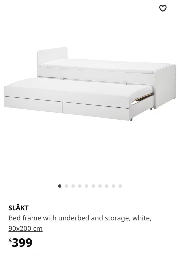 Ikea slakt bed with rollout bed and drawers, Furniture & Home Living