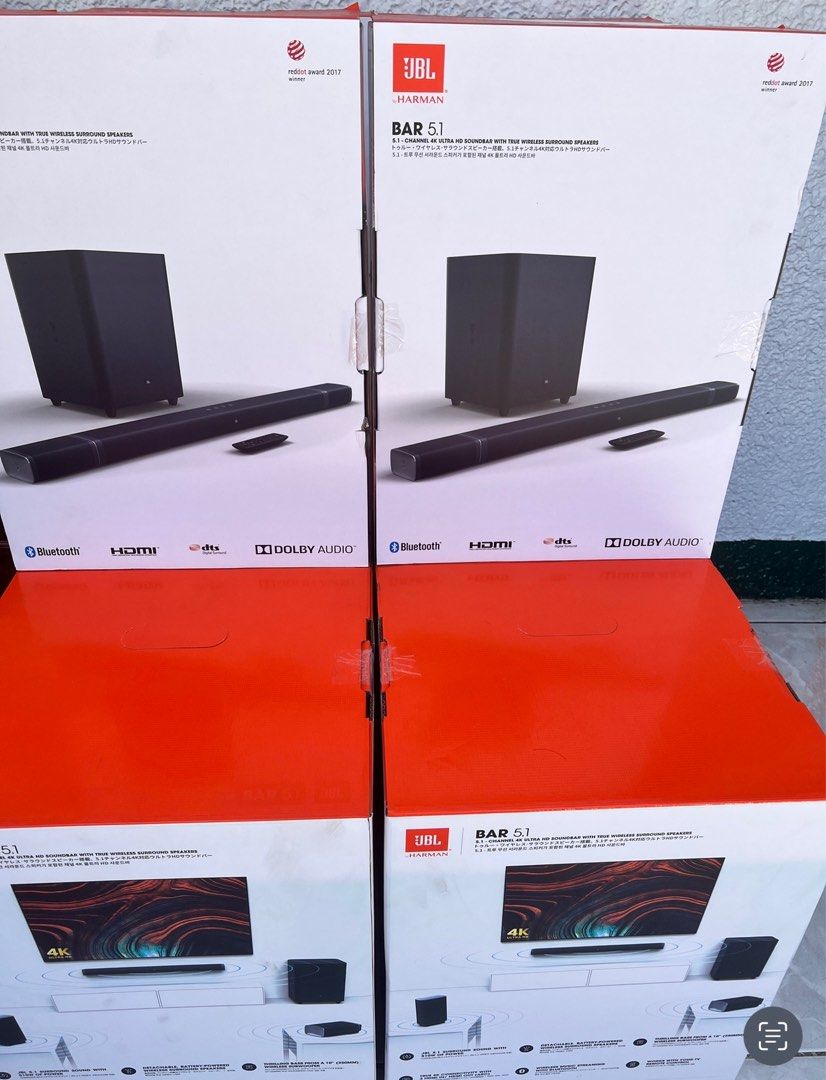 Jbl Bar 5.1 with wireless surround speakers (Category: Soundbars, Speakers & Amplifiers) located in Taguig. Submitted by justineofalltrades (Listing ID 1262556001, Image 1). Description: Hi Jbl lovers! Now available Jbl Bar 5.1 with detachable wireless surround speakers for only 24999php‼️ Mall price: 42999php We offer cash on delivery within Metro Manila .
