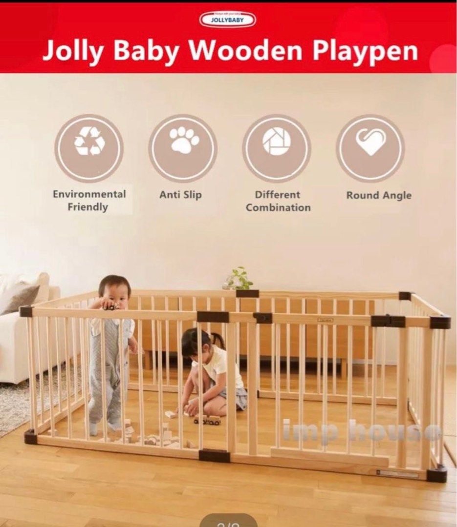 Jolly Baby Playpen 6 panels with door, Babies & Kids, Baby Nursery