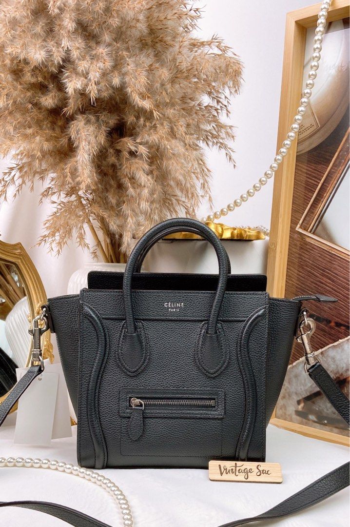 Celine nano luggage black & gold sale hardware