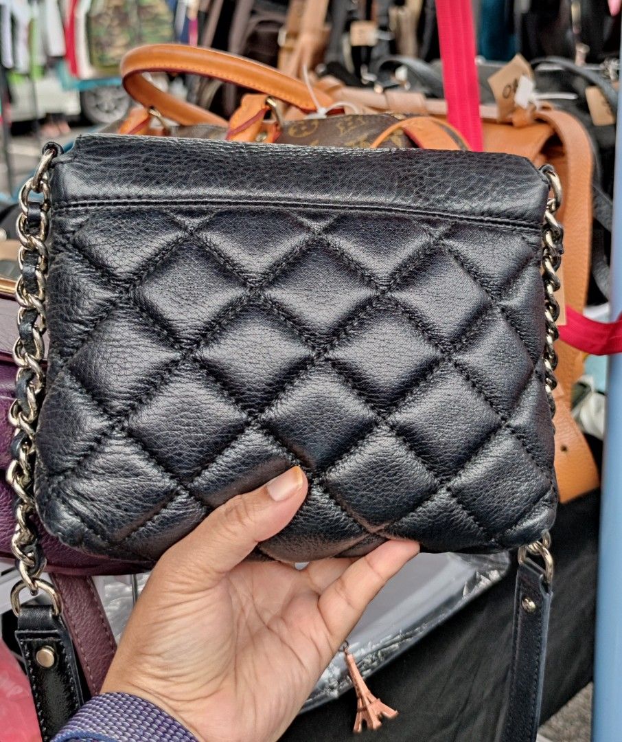 KATE SPADE BLACK QUILTED GLITTERS CROSSBODY BAG