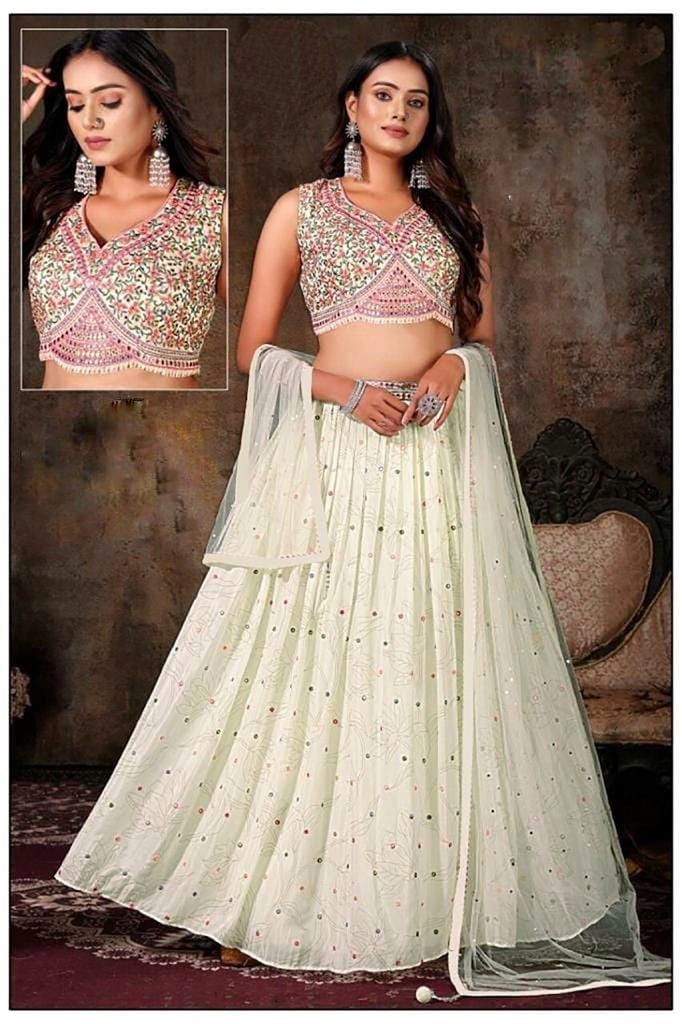 Buy Silk Organza Party Wear Lehenga Choli In Pastel Green Color Online -  LLCV01949 | Andaaz Fashion