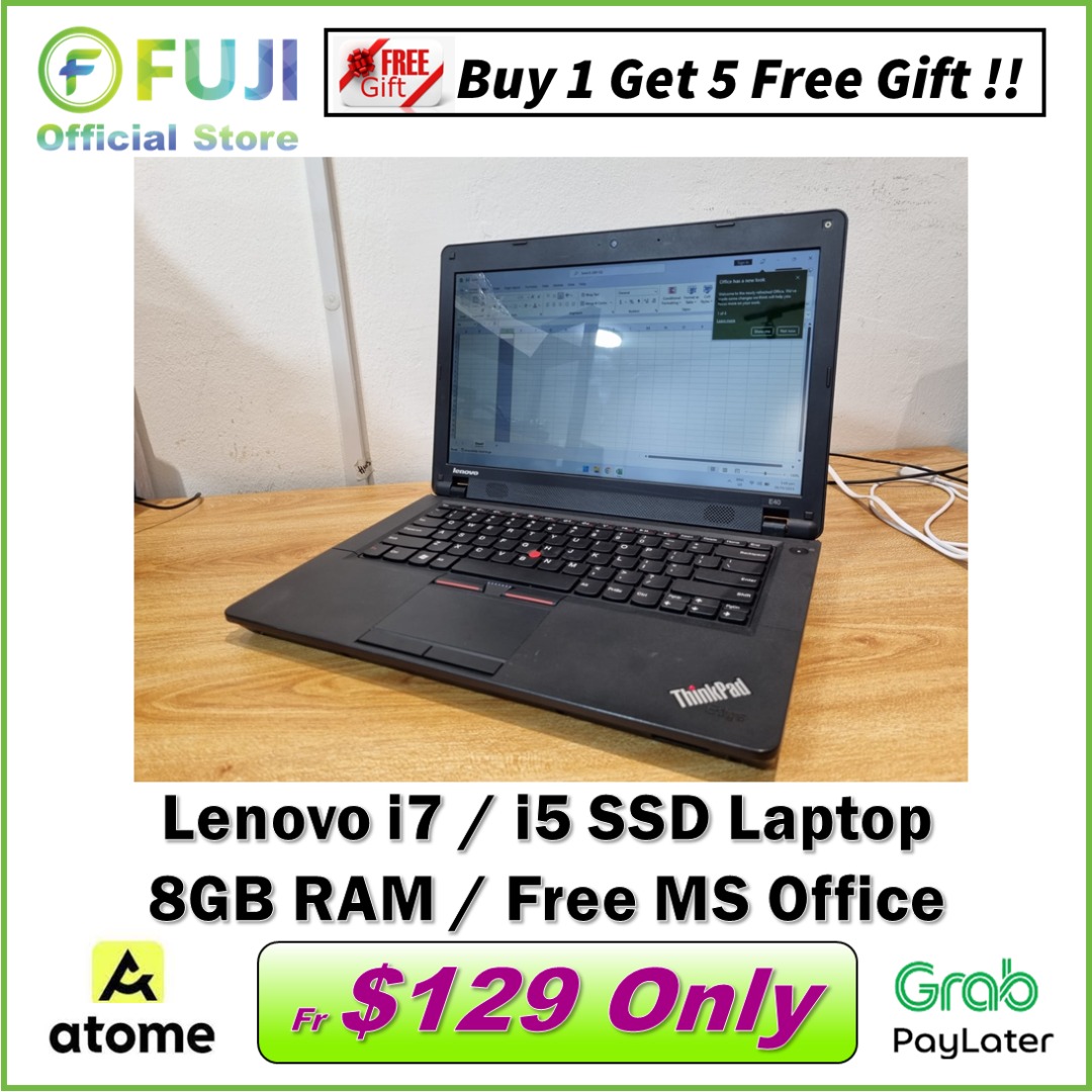Lenovo 14 Inch Intel i7 Laptop 128GB SSD 8GB RAM Win 11 + Free MS