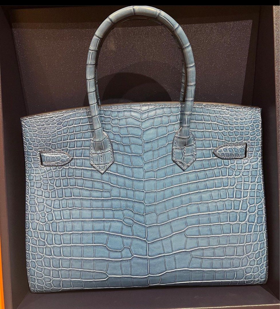 Birkin 30 Porosus Crocodile Blue Tempete