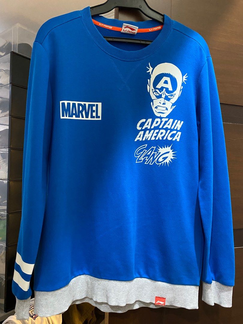 Li-Ning x Marvel Captain America Sweater (Category: Tshirts & Polo Shirts ) located in Imus. Submitted by commoditieees (Listing ID 1262612947, Image 1). Description: Captain America Sweater by Li Ning x Marvel Dimes: 18x25 Shipping Shouldered by buyer.
