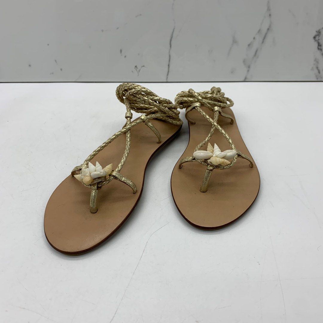 LOEFFLER RANDALL LACE UP SHELL GLADIATOR SANDALS 237035338