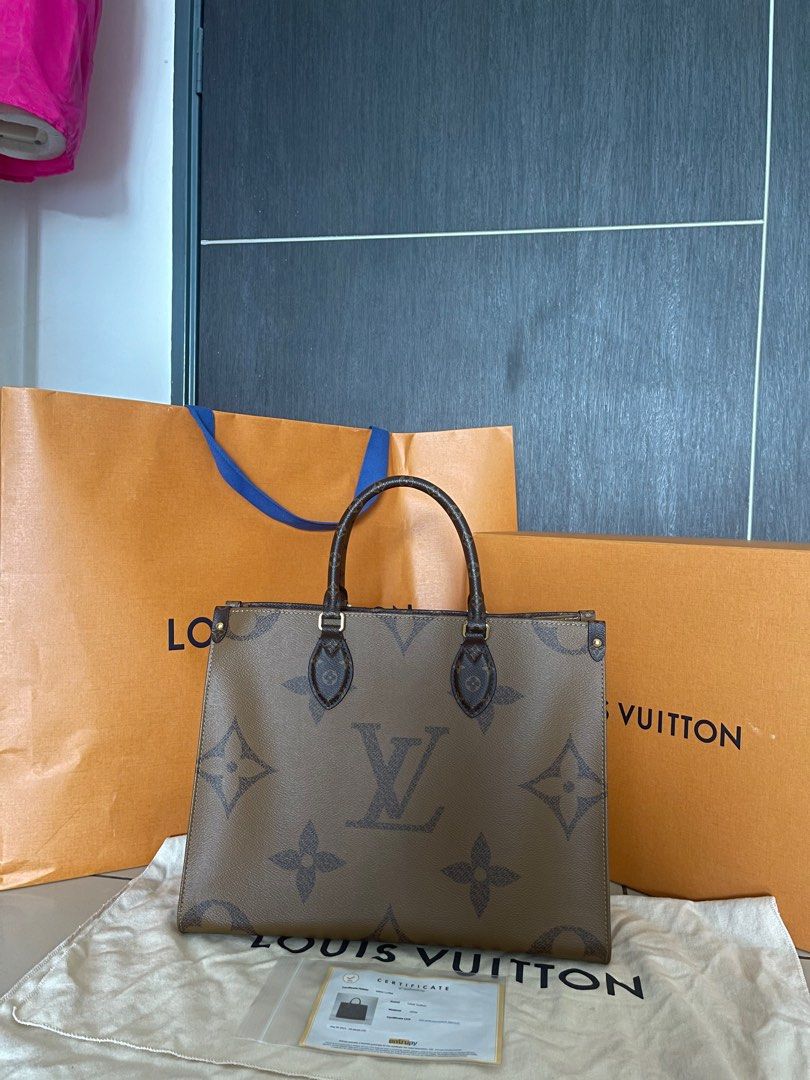 LV Louis Vuitton OnTheGo MM Monogram Reverse Canvas GHW