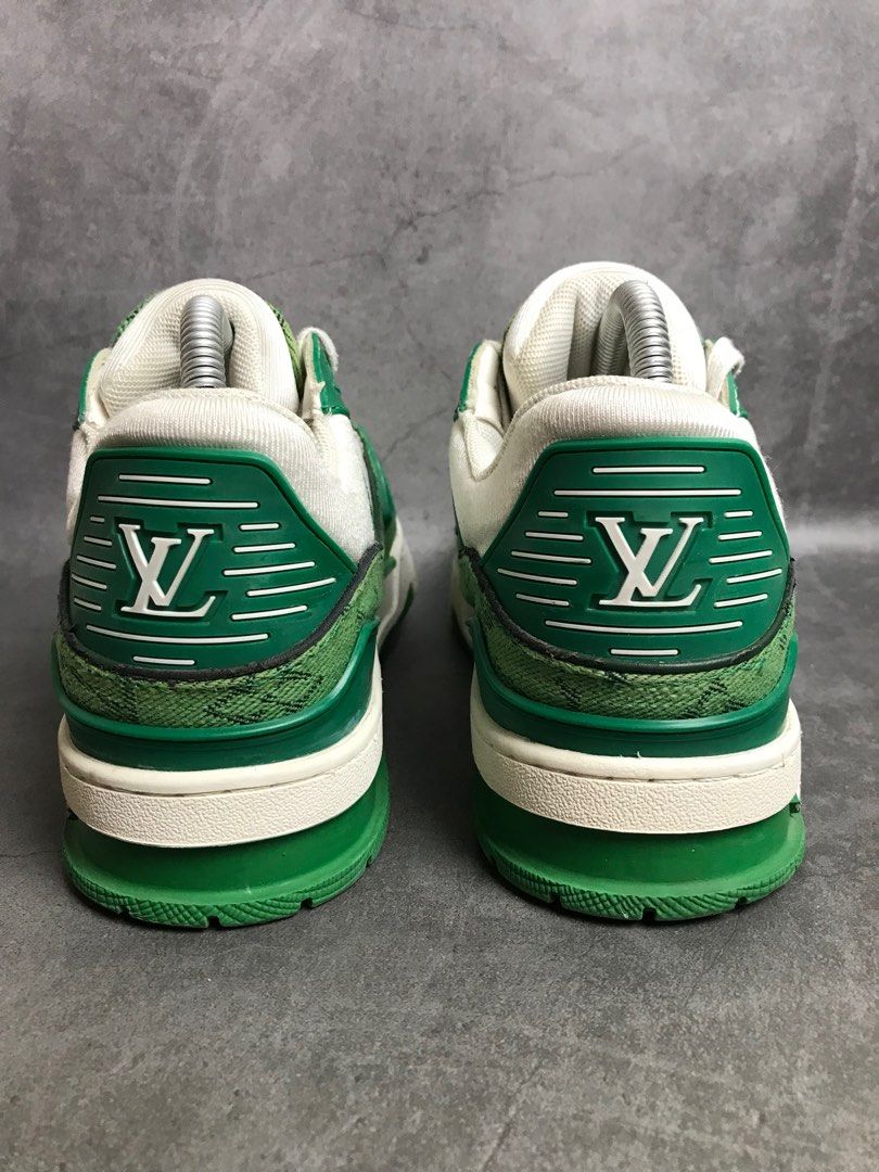 LOUIS VUITTON TRAINER GREEN DENIM, Fesyen Pria, Sepatu , Sneakers di  Carousell