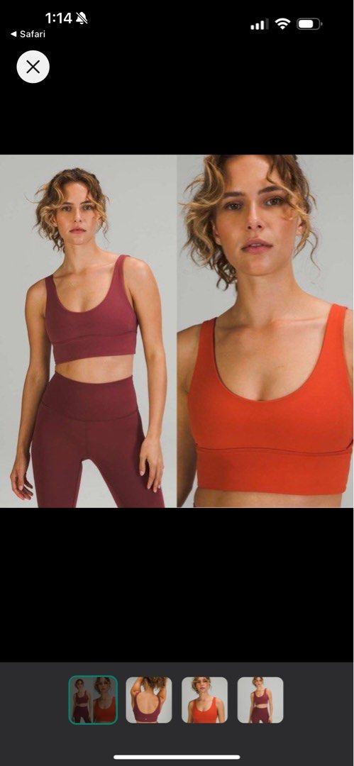 lululemon Align™ Reversible Bra *Light Support, A/B Cup, Mulled  Wine/Canyon Orange