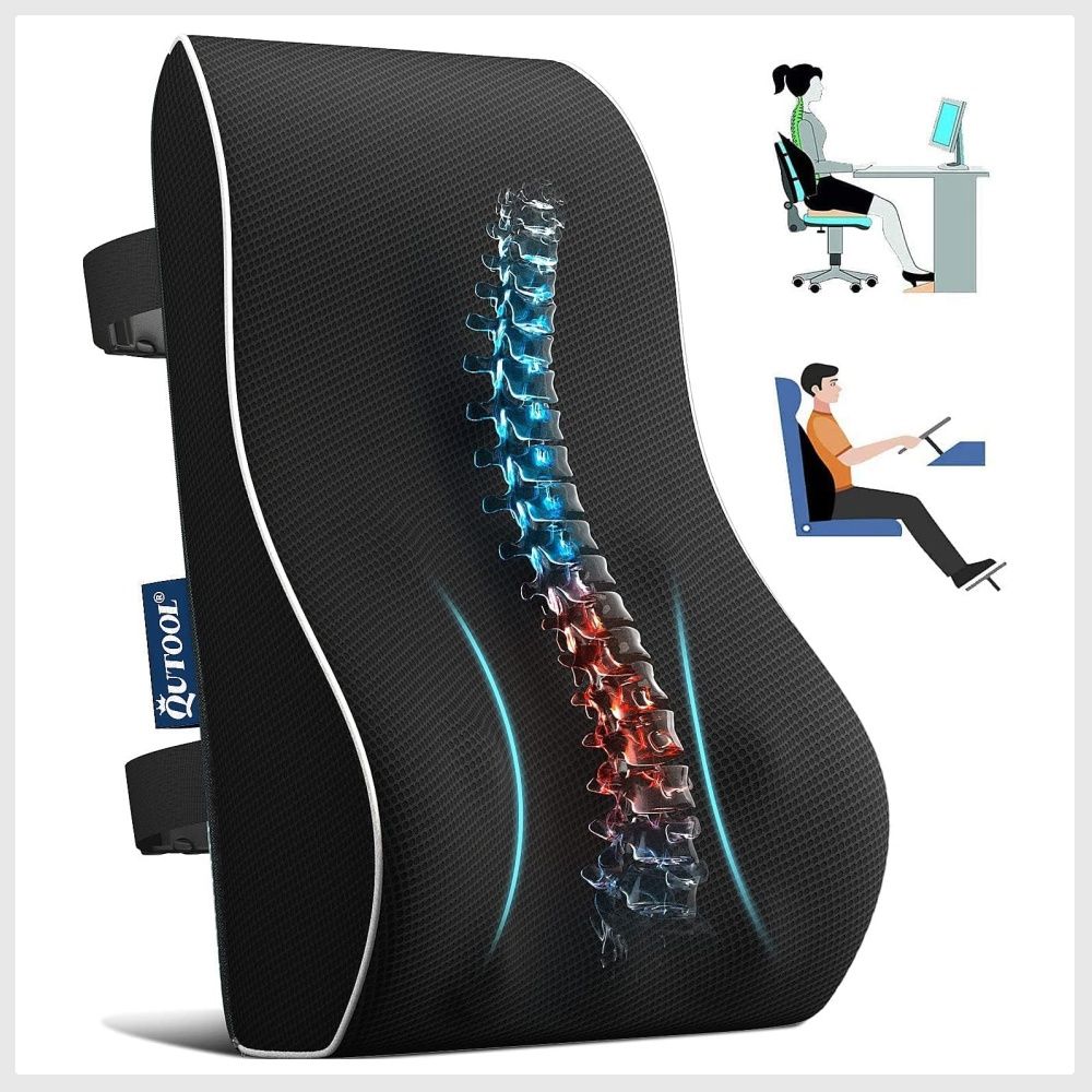 Lumbar Support Lumbar Support Pillow for Office Chair Memory Foam Back Cushion for Back Pain Relief Improve Posture Large Back Pillow for Car Computer Chair Recliner Breathable Mesh Cover Dou. Health